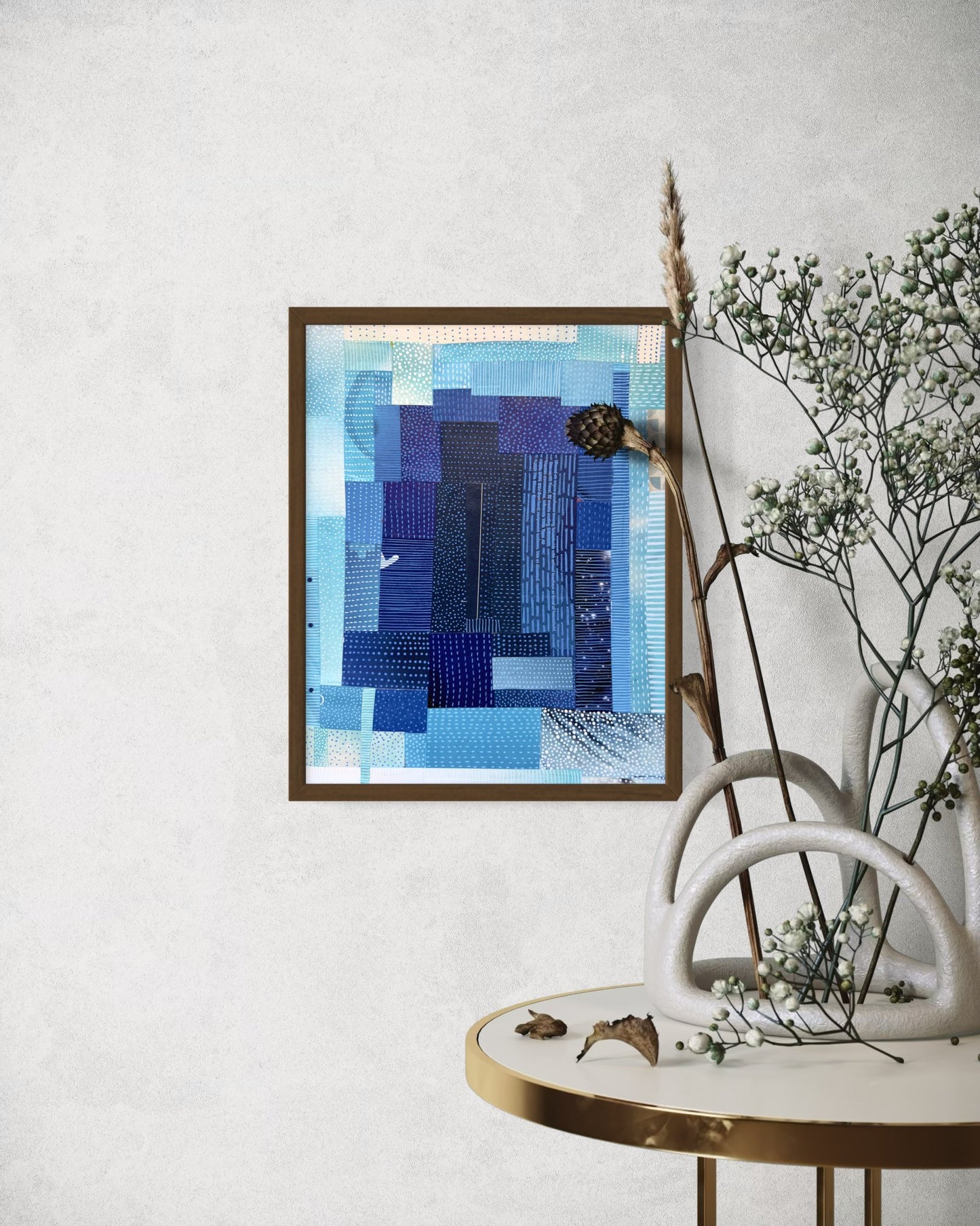 Blue Sunrise Quilt Collage Print - Dipti Irla