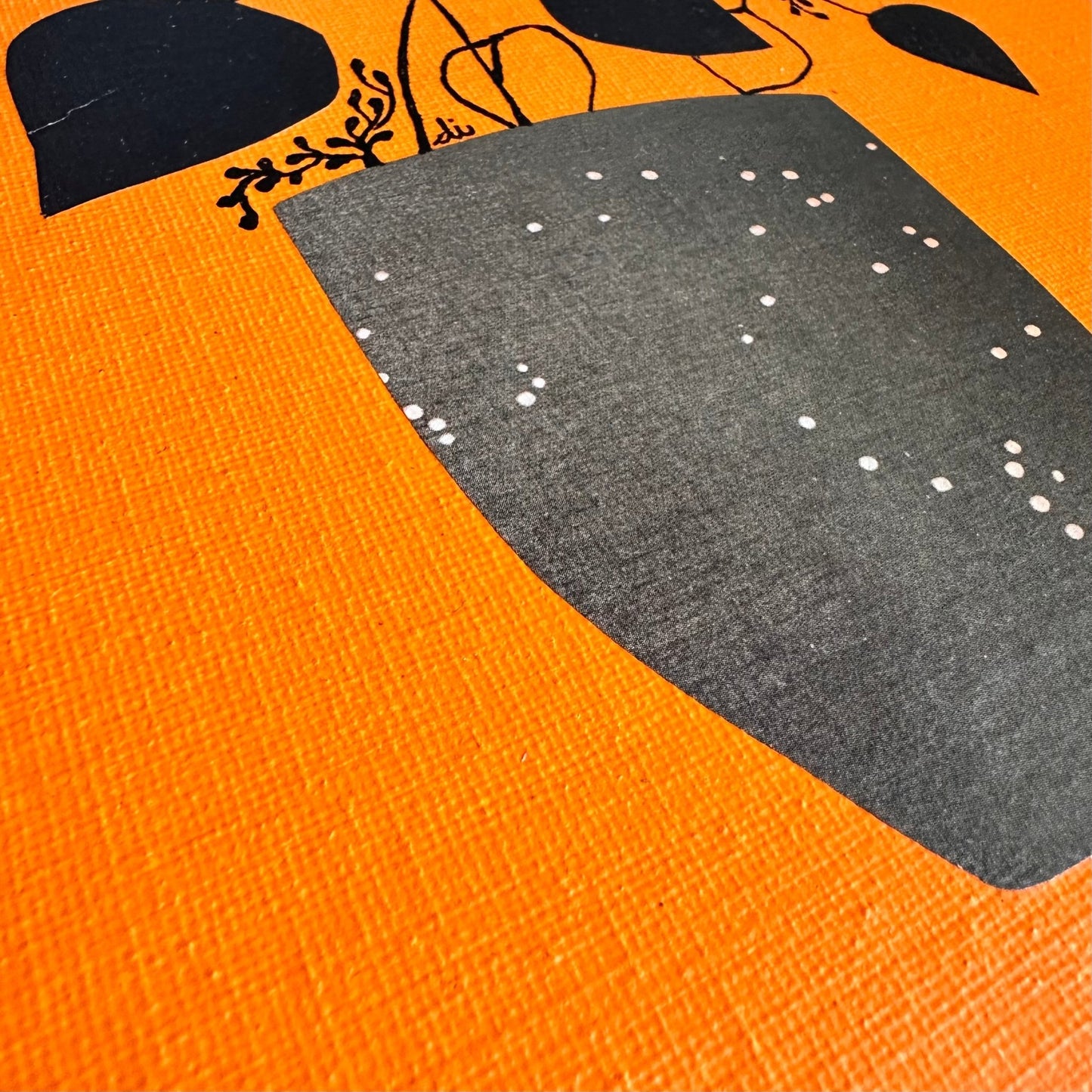 Bohemian Planter Mix Media Collage - Eucalyptus Drops (Orange) - Dipti Irla