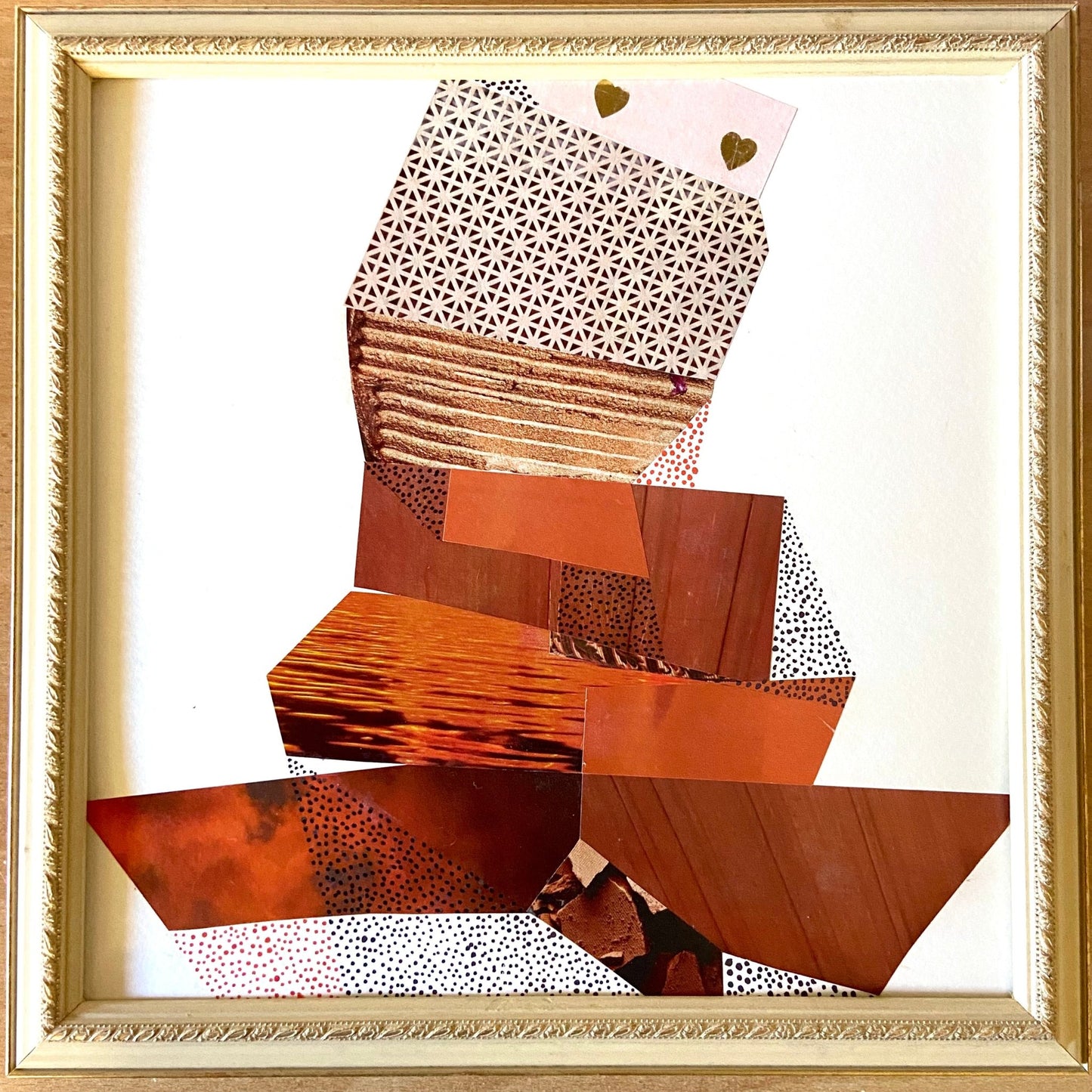 Golden Stacks and Golden Hearts - pair of collages - Dipti Irla