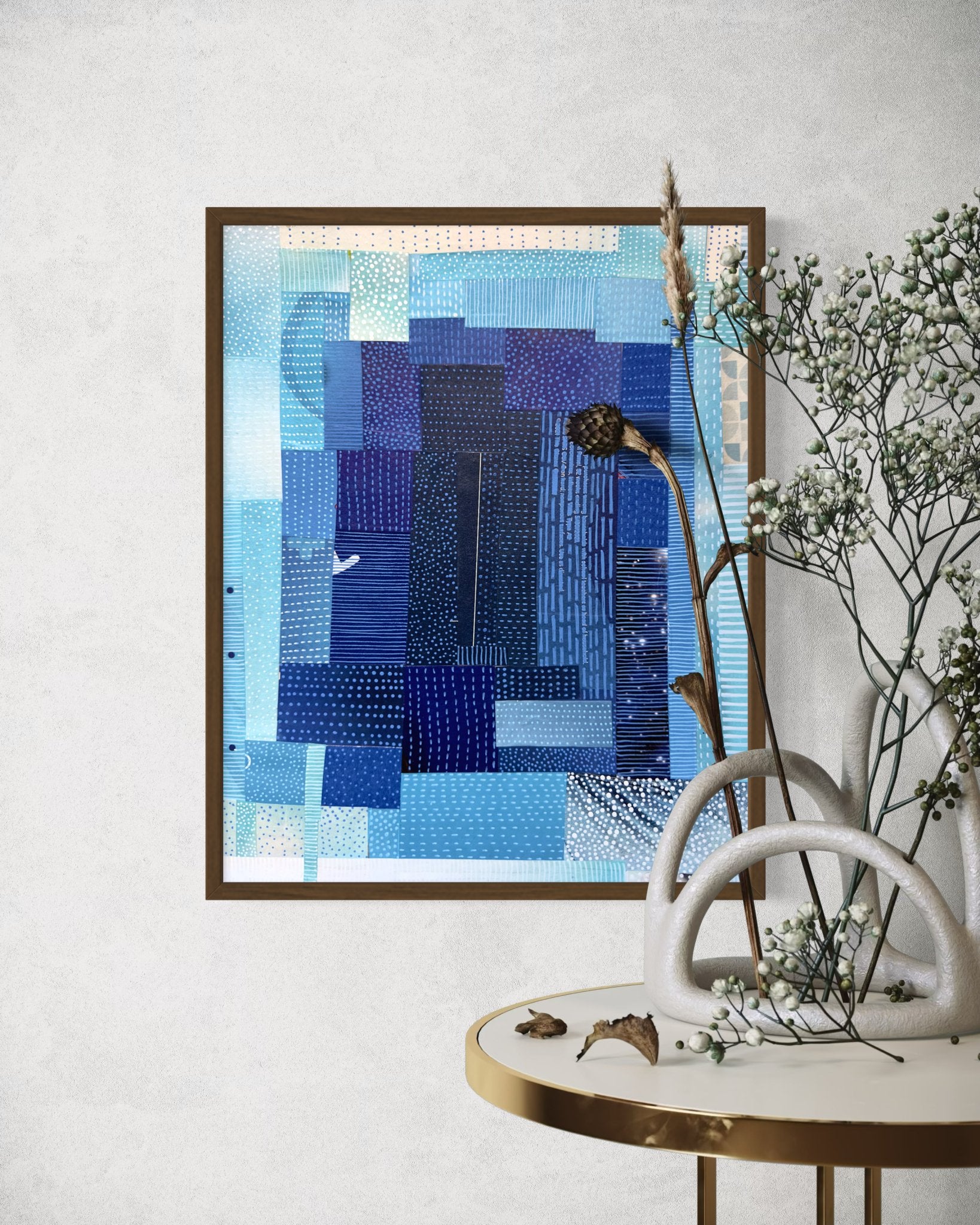 Blue Sunrise Quilt Collage Print - Dipti Irla