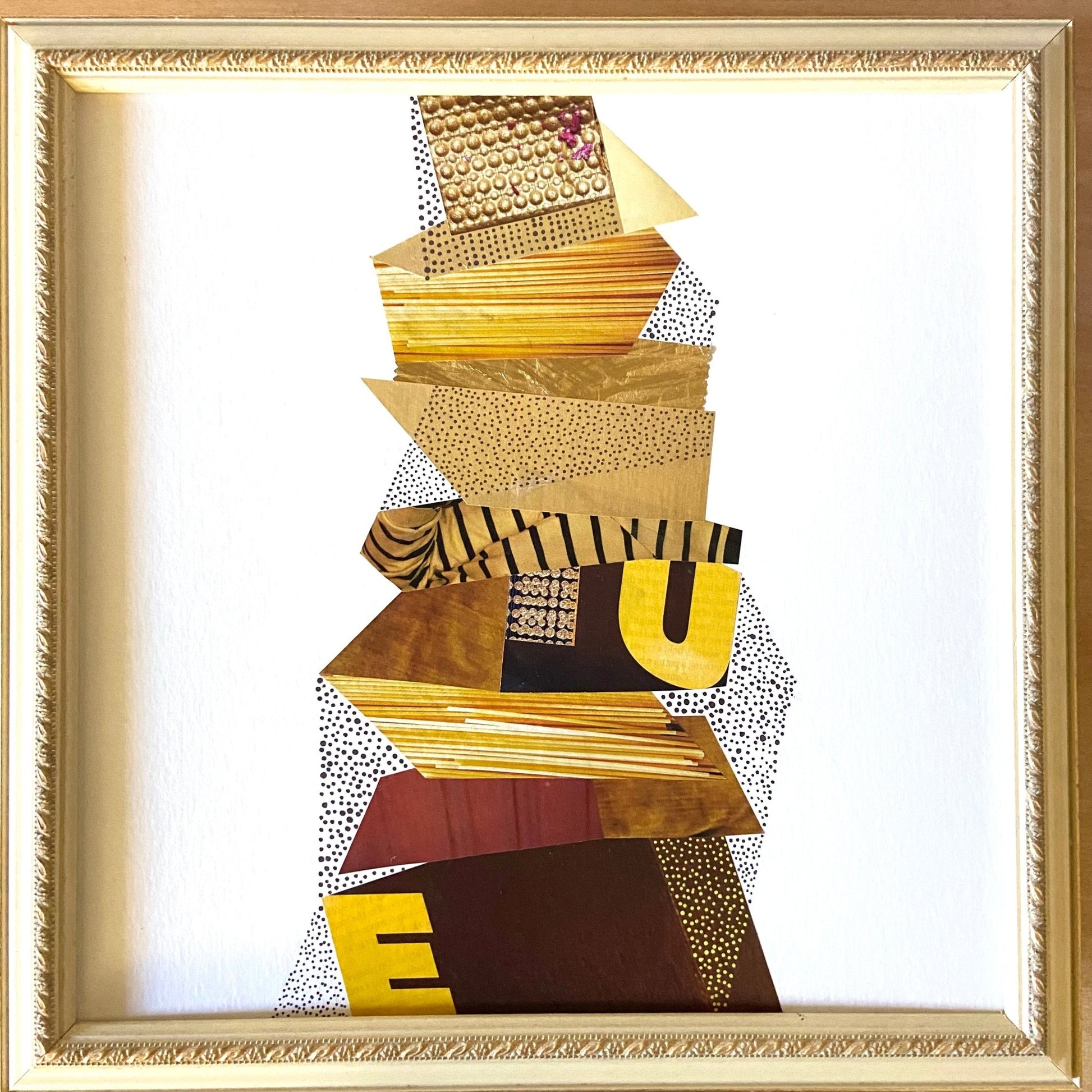 Golden Stacks and Golden Hearts - pair of collages - Dipti Irla