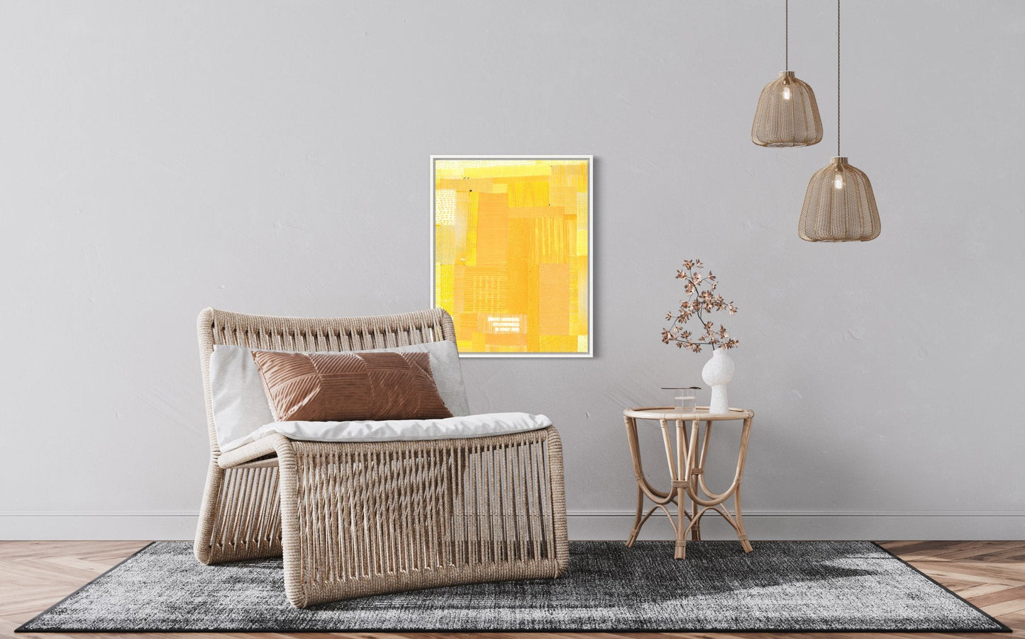 Yellow Sunrise Quilt Collage Print - Dipti Irla